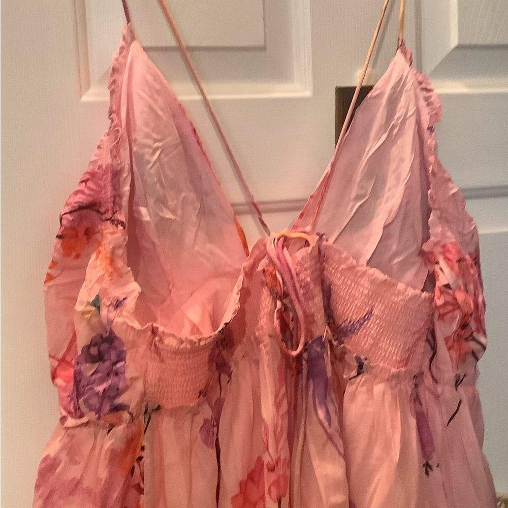 Anthropologie Floral Maxi Dress in Pink and Orange - Picture 9 of 16